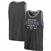 Oakland Raiders Pro Line by Fanatics Branded Refresh Tri-Blend Ringer Tank Top - Black Gray,baseball caps,new era cap wholesale,wholesale hats